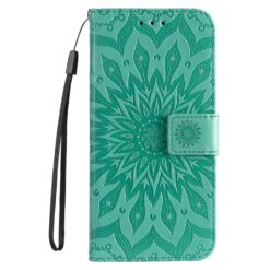 Kryty na mobil | Peňaženkové puzdro Embossing Pattern Slnečnica zelené – Apple iPhone 16e / 17e | Kryty na mobil