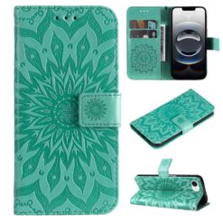 Kryty na mobil | Peňaženkové puzdro Embossing Pattern Slnečnica zelené – Apple iPhone 16e / 17e | Kryty na mobil