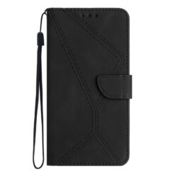 Kryty na mobil | Peňaženkové puzdro Embossing Pattern Stitchy case čierne – Apple iPhone 16e / 17e | Kryty na mobil