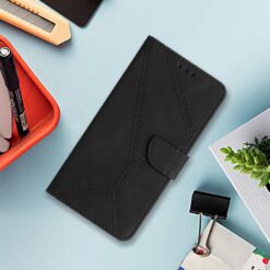 Kryty na mobil | Peňaženkové puzdro Embossing Pattern Stitchy case čierne – Samsung Galaxy A36 | Kryty na mobil
