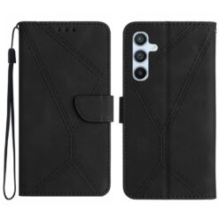 Kryty na mobil | Peňaženkové puzdro Embossing Pattern Stitchy case čierne – Samsung Galaxy A36 | Kryty na mobil