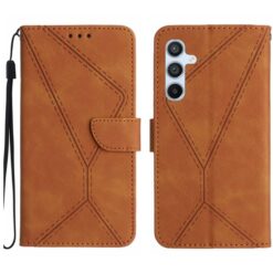 Kryty na mobil | Peňaženkové puzdro Embossing Pattern Stitchy case hnedé – Samsung Galaxy A36 | Kryty na mobil