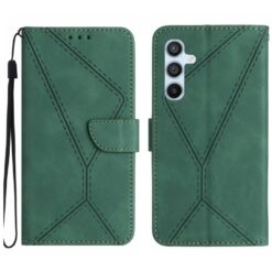 Kryty na mobil | Peňaženkové puzdro Embossing Pattern Stitchy case zelené – Samsung Galaxy A56 | Kryty na mobil