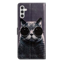 Kryty na mobil | Knižkové puzdro Trendy Cross case Mačka s okuliarmi – Samsung Galaxy A26 | Kryty na mobil