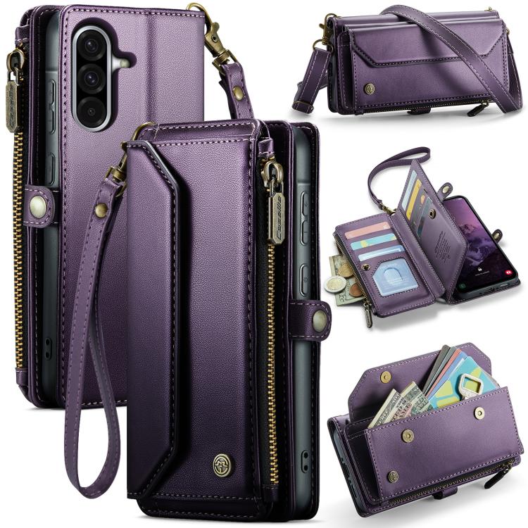 Multifunkčné peňaženkové puzdro CaseMe Business case fialové – Samsung Galaxy A56 | Kryty na mobil Kryty na mobil | Multifunkčné peňaženkové puzdro CaseMe Business case fialové – Samsung Galaxy A56 | Kryty na mobil