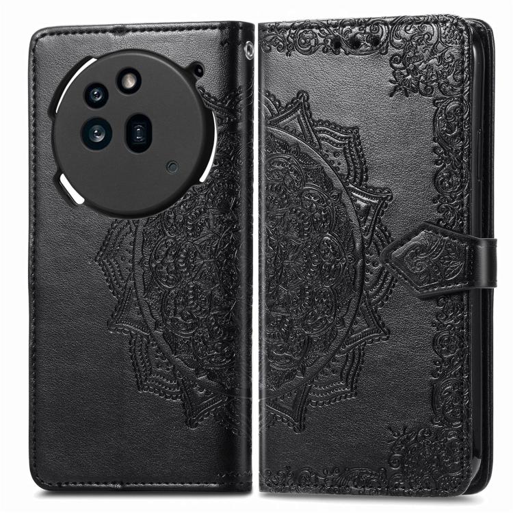 Peňaženkové puzdro Embossing Pattern Mandala Flower čierne – Nothing Phone (3a) | Kryty na mobil Kryty na mobil | Peňaženkové puzdro Embossing Pattern Mandala Flower čierne – Nothing Phone (3a) | Kryty na mobil