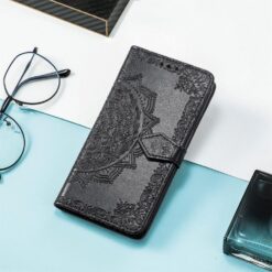 Peňaženkové puzdro Embossing Pattern Mandala Flower čierne – Nothing Phone (3a) | Kryty na mobil Kryty na mobil | Peňaženkové puzdro Embossing Pattern Mandala Flower čierne – Nothing Phone (3a) | Kryty na mobil