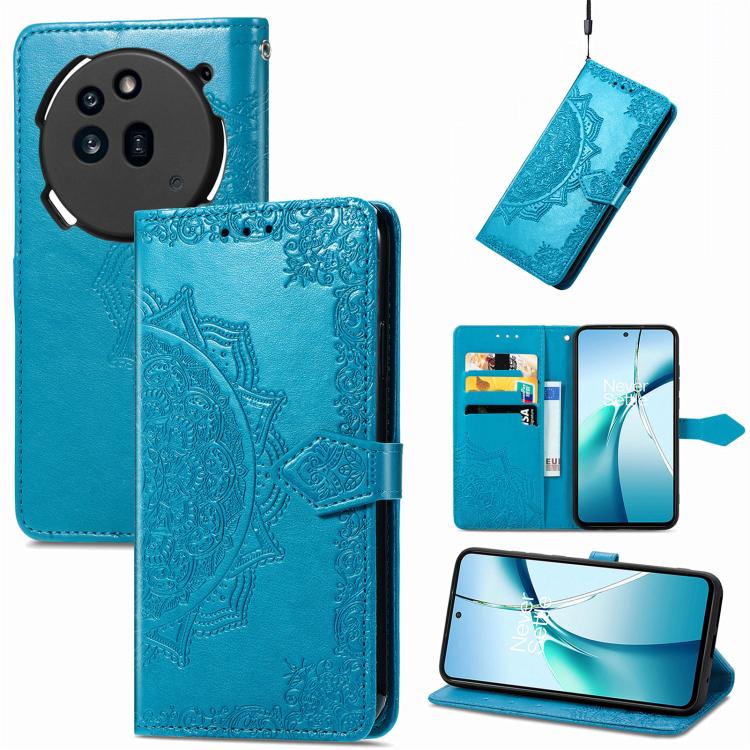 Peňaženkové puzdro Embossing Pattern Mandala Flower modré – Nothing Phone (3a) | Kryty na mobil Kryty na mobil | Peňaženkové puzdro Embossing Pattern Mandala Flower modré – Nothing Phone (3a) | Kryty na mobil
