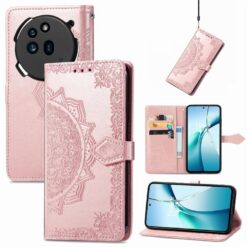 Kryty na mobil | Peňaženkové puzdro Embossing Pattern Mandala Flower ružové – Nothing Phone (3a) | Kryty na mobil