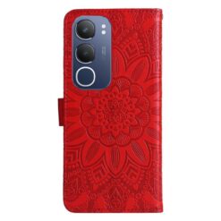Kryty na mobil | Peňaženkové puzdro Embossing Pattern Slnečnica červené – Vivo Y19s | Kryty na mobil