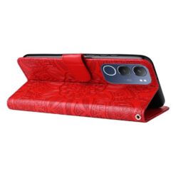Kryty na mobil | Peňaženkové puzdro Embossing Pattern Slnečnica červené – Vivo Y19s | Kryty na mobil