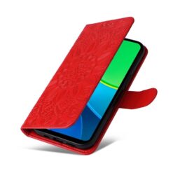 Kryty na mobil | Peňaženkové puzdro Embossing Pattern Slnečnica červené – Vivo Y19s | Kryty na mobil