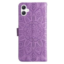 Kryty na mobil | Peňaženkové puzdro Embossing Pattern Slnečnica fialové – Samsung Galaxy A06 | Kryty na mobil