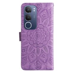 Peňaženkové puzdro Embossing Pattern Slnečnica fialové – Vivo Y19s | Kryty na mobil Kryty na mobil | Peňaženkové puzdro Embossing Pattern Slnečnica fialové – Vivo Y19s | Kryty na mobil