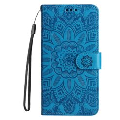 Peňaženkové puzdro Embossing Pattern Slnečnica modré – Infinix Hot 50 Pro+ (50 Pro Plus)