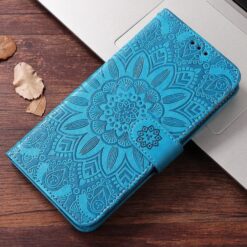 Kryty na mobil | Peňaženkové puzdro Embossing Pattern Slnečnica modré – Realme 14 Pro | Kryty na mobil