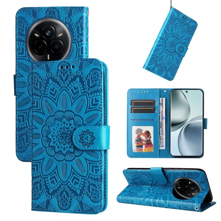 Peňaženkové puzdro Embossing Pattern Slnečnica modré – Realme 14 Pro+ (14 Pro Plus) | Kryty na mobil Kryty na mobil | Peňaženkové puzdro Embossing Pattern Slnečnica modré – Realme 14 Pro+ (14 Pro Plus) | Kryty na mobil