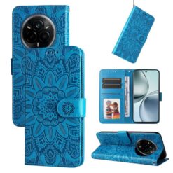 Kryty na mobil | Peňaženkové puzdro Embossing Pattern Slnečnica modré – Realme 14 Pro | Kryty na mobil