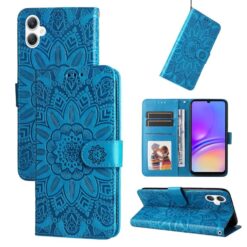 Kryty na mobil | Peňaženkové puzdro Embossing Pattern Slnečnica modré – Samsung Galaxy A06 | Kryty na mobil