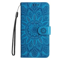 Kryty na mobil | Peňaženkové puzdro Embossing Pattern Slnečnica modré – Vivo Y19s | Kryty na mobil