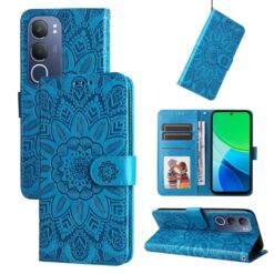 Peňaženkové puzdro Embossing Pattern Slnečnica modré – Vivo Y19s | Kryty na mobil Kryty na mobil | Peňaženkové puzdro Embossing Pattern Slnečnica modré – Vivo Y19s | Kryty na mobil