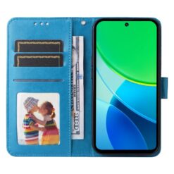 Peňaženkové puzdro Embossing Pattern Slnečnica modré – Vivo Y19s | Kryty na mobil Kryty na mobil | Peňaženkové puzdro Embossing Pattern Slnečnica modré – Vivo Y19s | Kryty na mobil
