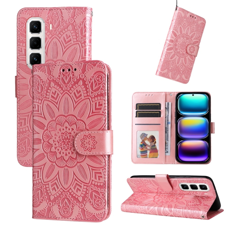 Peňaženkové puzdro Embossing Pattern Slnečnica ružové – Infinix Hot 50 Pro+ (50 Pro Plus) | Kryty na mobil Kryty na mobil | Peňaženkové puzdro Embossing Pattern Slnečnica ružové – Infinix Hot 50 Pro+ (50 Pro Plus) | Kryty na mobil