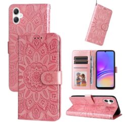 Peňaženkové puzdro Embossing Pattern Slnečnica ružové – Samsung Galaxy A06 | Kryty na mobil Kryty na mobil | Peňaženkové puzdro Embossing Pattern Slnečnica ružové – Samsung Galaxy A06 | Kryty na mobil