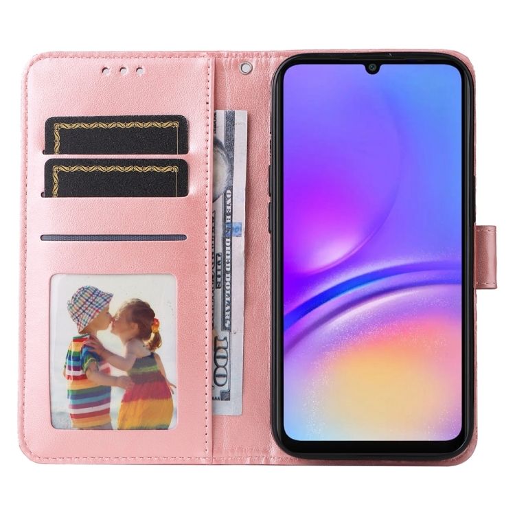 Peňaženkové puzdro Embossing Pattern Slnečnica ružové – Samsung Galaxy A06 | Kryty na mobil Kryty na mobil | Peňaženkové puzdro Embossing Pattern Slnečnica ružové – Samsung Galaxy A06 | Kryty na mobil