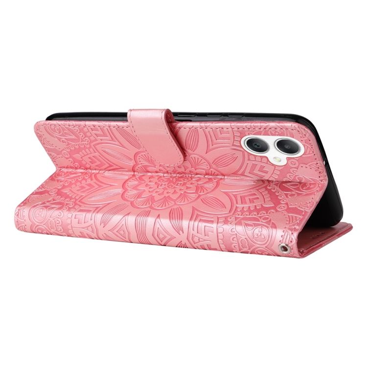Peňaženkové puzdro Embossing Pattern Slnečnica ružové – Samsung Galaxy A06 | Kryty na mobil Kryty na mobil | Peňaženkové puzdro Embossing Pattern Slnečnica ružové – Samsung Galaxy A06 | Kryty na mobil
