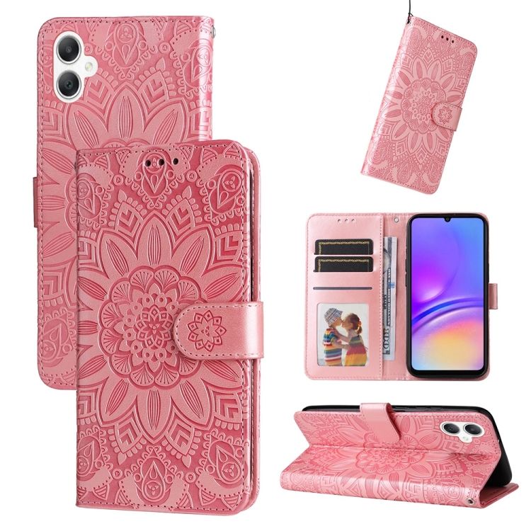 Peňaženkové puzdro Embossing Pattern Slnečnica ružové – Samsung Galaxy A06 | Kryty na mobil Kryty na mobil | Peňaženkové puzdro Embossing Pattern Slnečnica ružové – Samsung Galaxy A06 | Kryty na mobil