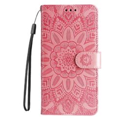 Kryty na mobil | Peňaženkové puzdro Embossing Pattern Slnečnica ružové – Vivo Y19s | Kryty na mobil