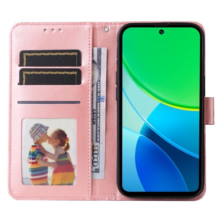 Peňaženkové puzdro Embossing Pattern Slnečnica ružové – Vivo Y19s | Kryty na mobil Kryty na mobil | Peňaženkové puzdro Embossing Pattern Slnečnica ružové – Vivo Y19s | Kryty na mobil