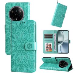 Peňaženkové puzdro Embossing Pattern Slnečnica zelené – Realme 14 Pro | Kryty na mobil Kryty na mobil | Peňaženkové puzdro Embossing Pattern Slnečnica zelené – Realme 14 Pro | Kryty na mobil