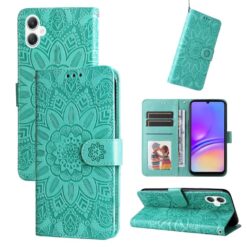 Kryty na mobil | Peňaženkové puzdro Embossing Pattern Slnečnica zelené – Samsung Galaxy A06 | Kryty na mobil