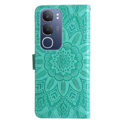 Kryty na mobil | Peňaženkové puzdro Embossing Pattern Slnečnica zelené – Vivo Y19s | Kryty na mobil