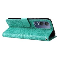 Kryty na mobil | Peňaženkové puzdro Embossing Pattern Slnečnica zelené – Vivo Y19s | Kryty na mobil