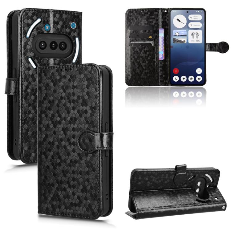 Peňaženkové puzdro Honeycomb Dot Texture Case čierne – Nothing Phone (3a) | Kryty na mobil Kryty na mobil | Peňaženkové puzdro Honeycomb Dot Texture Case čierne – Nothing Phone (3a) | Kryty na mobil