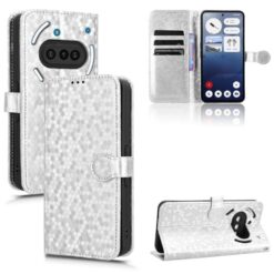 Kryty na mobil | Peňaženkové puzdro Honeycomb Dot Texture Case strieborné – Nothing Phone (3a) | Kryty na mobil