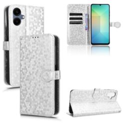 Peňaženkové puzdro Honeycomb Dot Texture Case strieborné – Samsung Galaxy A06 | Kryty na mobil Kryty na mobil | Peňaženkové puzdro Honeycomb Dot Texture Case strieborné – Samsung Galaxy A06 | Kryty na mobil