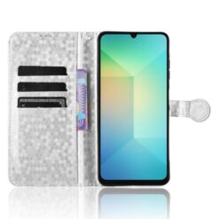 Peňaženkové puzdro Honeycomb Dot Texture Case strieborné – Samsung Galaxy A06 | Kryty na mobil Kryty na mobil | Peňaženkové puzdro Honeycomb Dot Texture Case strieborné – Samsung Galaxy A06 | Kryty na mobil