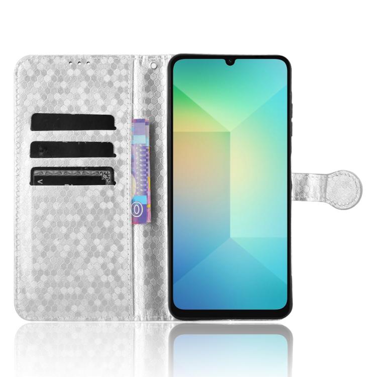 Peňaženkové puzdro Honeycomb Dot Texture Case strieborné – Samsung Galaxy A06 | Kryty na mobil Kryty na mobil | Peňaženkové puzdro Honeycomb Dot Texture Case strieborné – Samsung Galaxy A06 | Kryty na mobil