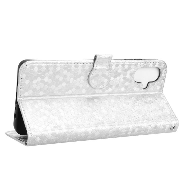 Peňaženkové puzdro Honeycomb Dot Texture Case strieborné – Samsung Galaxy A06 | Kryty na mobil Kryty na mobil | Peňaženkové puzdro Honeycomb Dot Texture Case strieborné – Samsung Galaxy A06 | Kryty na mobil