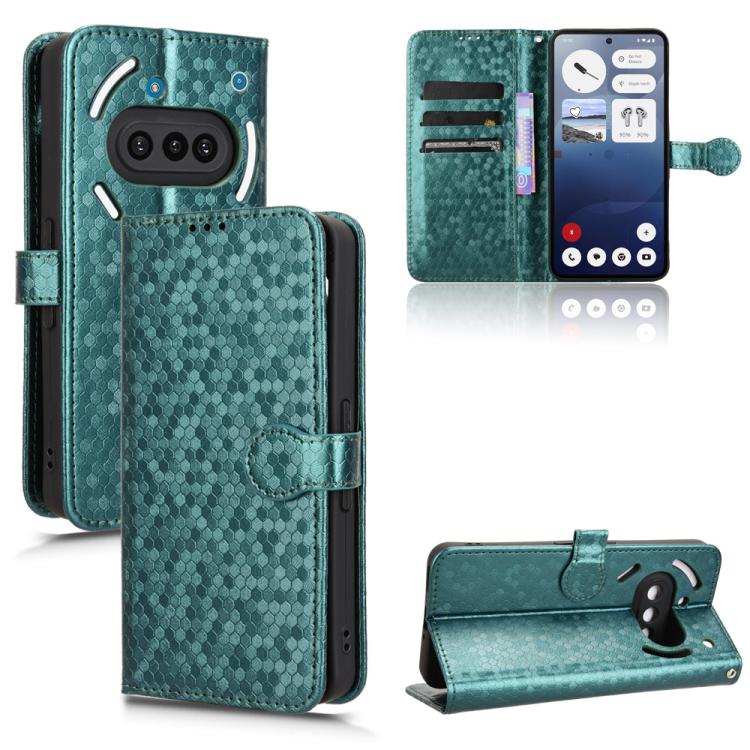 Peňaženkové puzdro Honeycomb Dot Texture Case zelené – Nothing Phone (3a) | Kryty na mobil Kryty na mobil | Peňaženkové puzdro Honeycomb Dot Texture Case zelené – Nothing Phone (3a) | Kryty na mobil