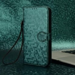 Kryty na mobil | Peňaženkové puzdro Honeycomb Dot Texture Case zelené – Samsung Galaxy A06 | Kryty na mobil