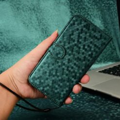 Kryty na mobil | Peňaženkové puzdro Honeycomb Dot Texture Case zelené – Samsung Galaxy A06 | Kryty na mobil