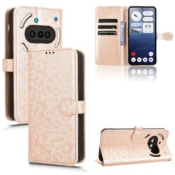 Kryty na mobil | Peňaženkové puzdro Honeycomb Dot Texture Case zlaté – Nothing Phone (3a) | Kryty na mobil