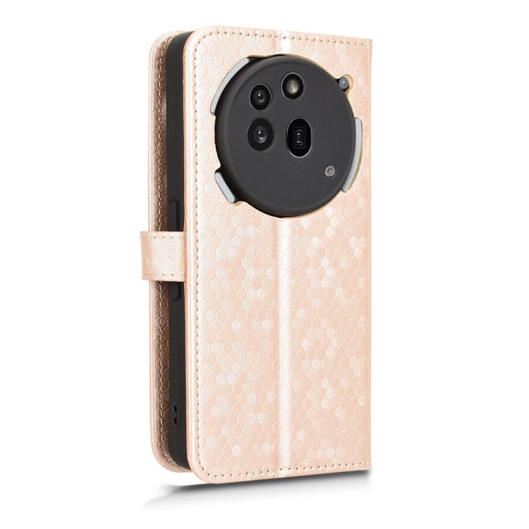 Peňaženkové puzdro Honeycomb Dot Texture Case zlaté – Nothing Phone (3a) Pro | Kryty na mobil Kryty na mobil | Peňaženkové puzdro Honeycomb Dot Texture Case zlaté – Nothing Phone (3a) Pro | Kryty na mobil
