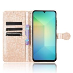 Peňaženkové puzdro Honeycomb Dot Texture Case zlaté – Samsung Galaxy A06 | Kryty na mobil Kryty na mobil | Peňaženkové puzdro Honeycomb Dot Texture Case zlaté – Samsung Galaxy A06 | Kryty na mobil