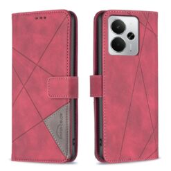 Kryty na mobil | Knižkové puzdro Rhombus červené – Realme 14 5G | Kryty na mobil
